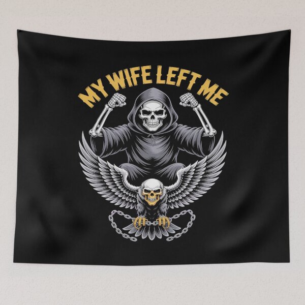 Item preview, My Wife Left Me Funny Hard Skeleton Meme designed and sold by Idarmotar.