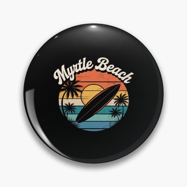 Artikelvorschau, Myrtle Beach South Carolina Palm Tree Surf 70's Retro Sunset entworfen und verkauft von Idarmotar.