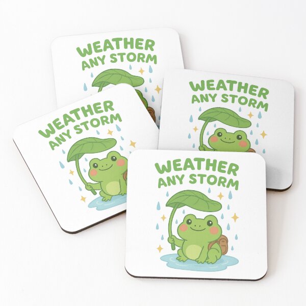 Item preview, Weather Any Storm – Cute Frog Positivity and Mental Health Design designed and sold by inkoutninja.