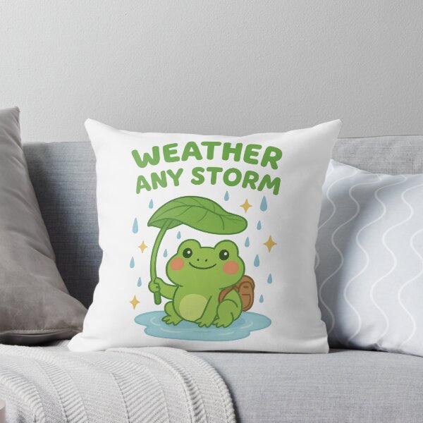 Item preview, Weather Any Storm – Cute Frog Positivity and Mental Health Design designed and sold by inkoutninja.
