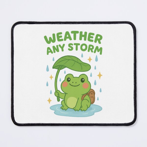 Item preview, Weather Any Storm – Cute Frog Positivity and Mental Health Design designed and sold by inkoutninja.