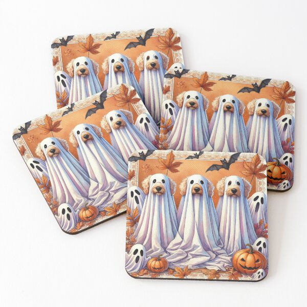 Item preview, Goldendoodles Dressed as Halloween Ghosts – Cute Spooky Dog Design designed and sold by MarketMavenGift.