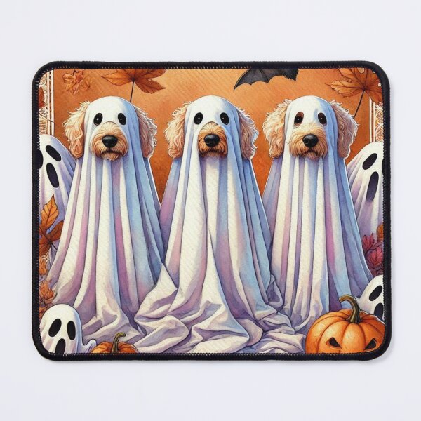 Item preview, Goldendoodles Dressed as Halloween Ghosts – Cute Spooky Dog Design designed and sold by MarketMavenGift.