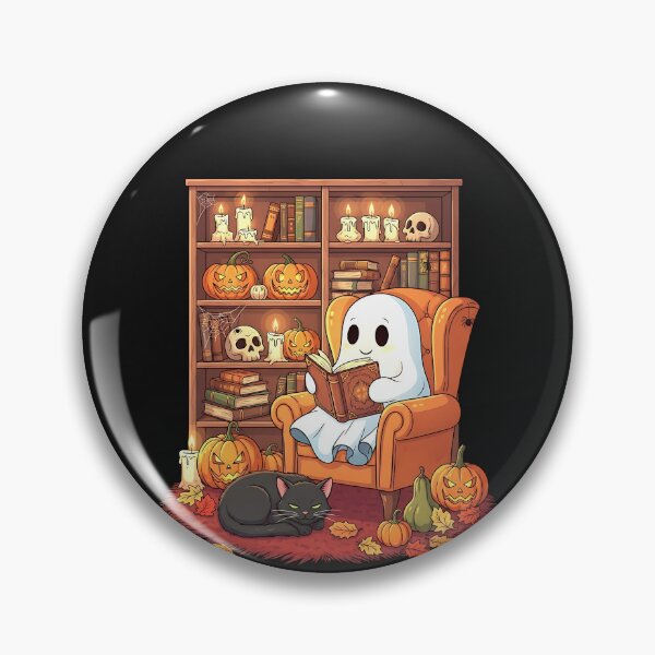 Artikelvorschau, Retro Geist liest Bücher Bibliothekar Geist Halloween entworfen und verkauft von cawtoon.