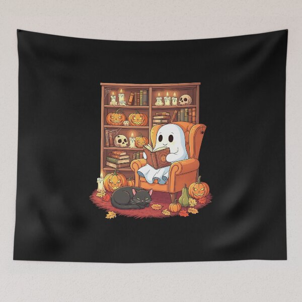 Item preview, Retro Ghost Reading Books Librarian Ghost Halloween designed and sold by cawtoon.