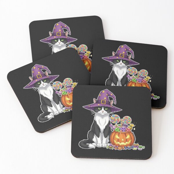 Item preview, Tuxedo Witch Cat & Halloween Candy Basket  designed and sold by cawtoon.