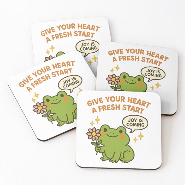 Item preview, Give Your Heart a Fresh Start – Cute Frog Positivity and Mental Health Quote designed and sold by inkoutninja.