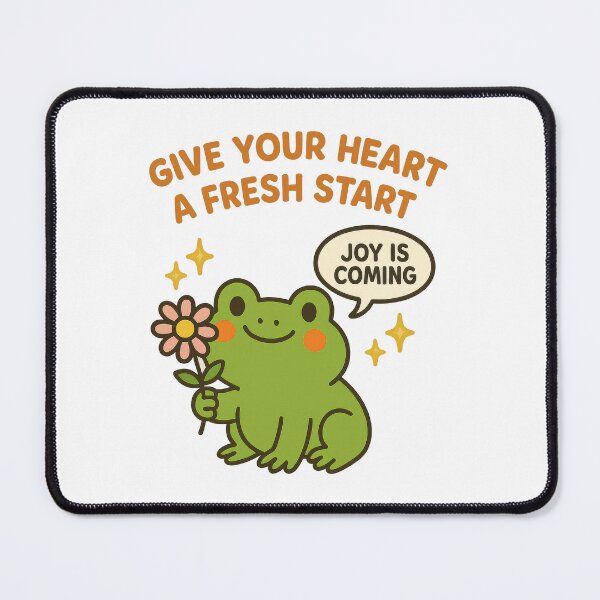 Item preview, Give Your Heart a Fresh Start – Cute Frog Positivity and Mental Health Quote designed and sold by inkoutninja.
