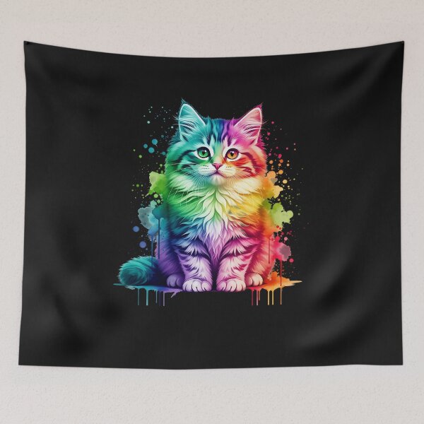 Artikelvorschau, Katze Männer Frauen Bunte Aquarell Katze entworfen und verkauft von cawtoon.
