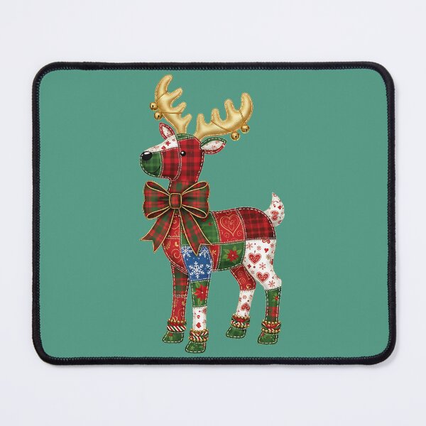 Item preview, Patchwork Christmas Reindeer – Festive Holiday Design designed and sold by LunaSpellStudio.