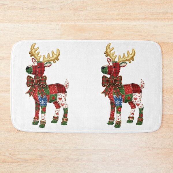 Item preview, Patchwork Christmas Reindeer – Festive Holiday Design designed and sold by LunaSpellStudio.