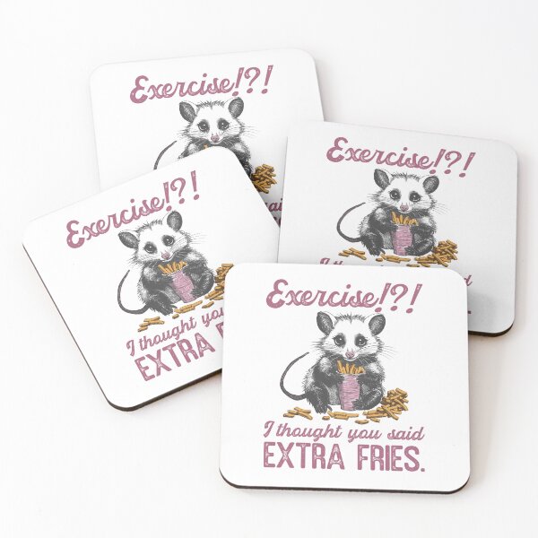 Item preview, Exercise?! I Thought You Said Extra Fries — Retro Opossum designed and sold by DubiousDoodles.