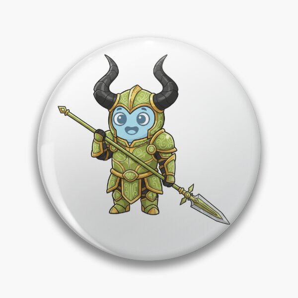 Item preview, Litte BlueBB Green Fantasy Knight with Horned Helmet and Spear – Magical & Noble designed and sold by MartinxMarie.