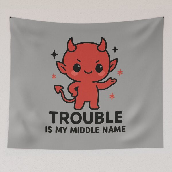 Item preview, Trouble is My Middle Name | Cute Devil Graphic Tee designed and sold by Printessive Designs.