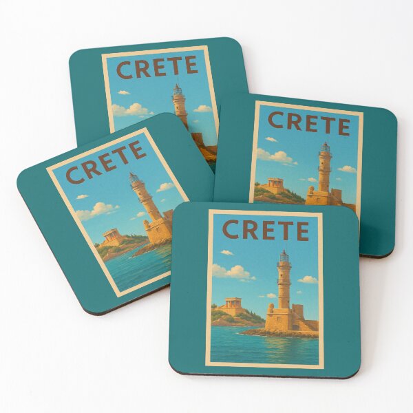 Item preview, Crete Travel Poster Vintage Greece Lighthouse Chania Souvenir Wall Art designed and sold by Annika Shurafa.