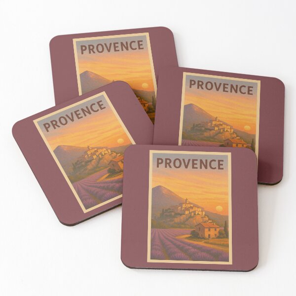 Item preview, Provence France Travel Art Lavender Fields & Hilltop Villages at Sunset designed and sold by Annika Shurafa.