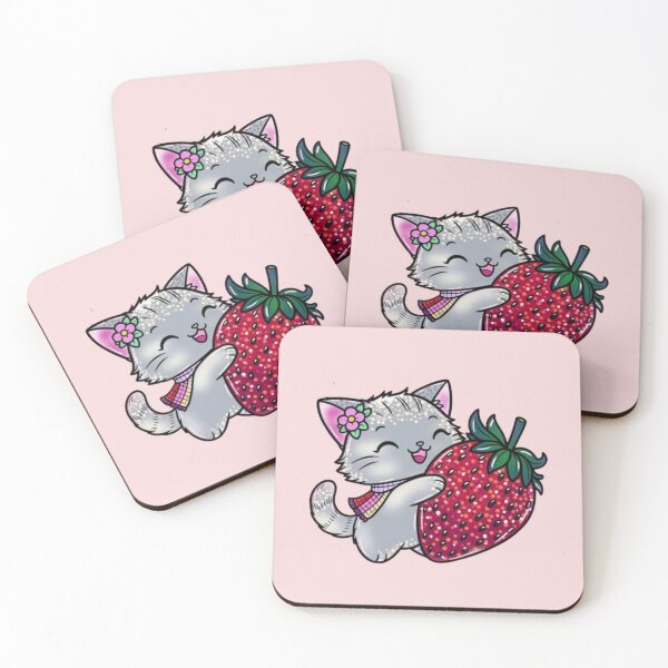 Item preview, Joyful Cat Holding a Giant, Juicy Strawberry designed and sold by PerenoMislun.