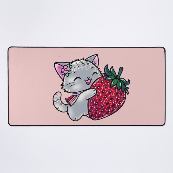 Item preview, Joyful Cat Holding a Giant, Juicy Strawberry designed and sold by PerenoMislun.