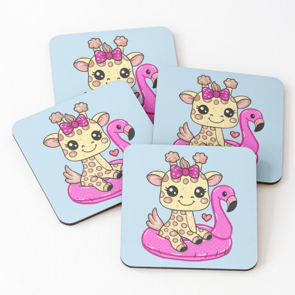 Item preview, Playful Giraffe on a Pink Flamingo Float designed and sold by PerenoMislun.