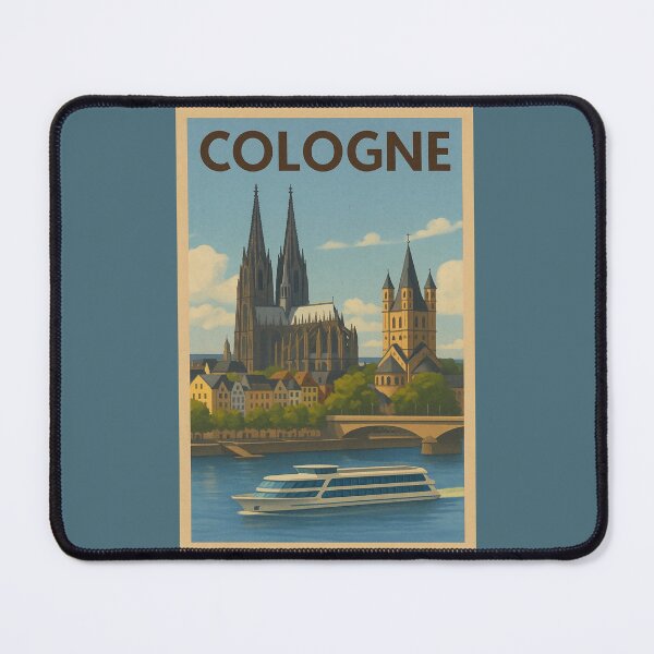 Item preview, Cologne Germany Travel Art Cologne Cathedral and Rhine River Postcard Souvenir designed and sold by Annika Shurafa.