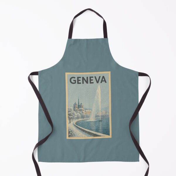 Item preview, Geneva Switzerland Travel Art Jet d’Eau and St. Pierre Cathedral Winter Postcard Souvenir designed and sold by Annika Shurafa.