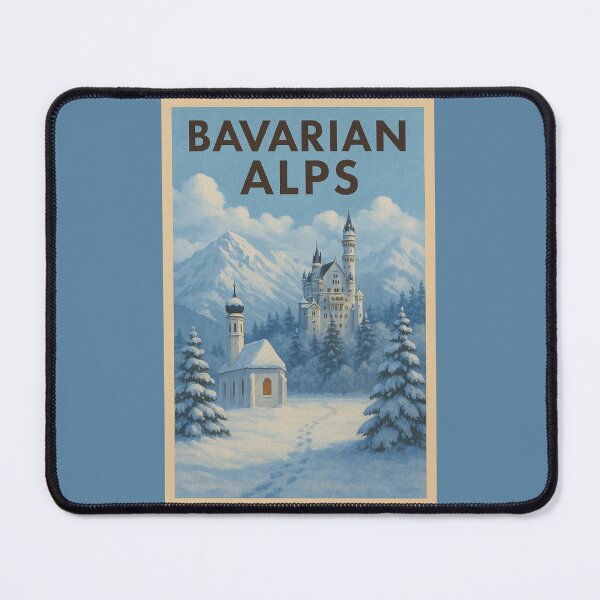 Item preview, Bavarian Alps Travel Art – Neuschwanstein Castle Winter Landscape Germany Souvenir designed and sold by Annika Shurafa.