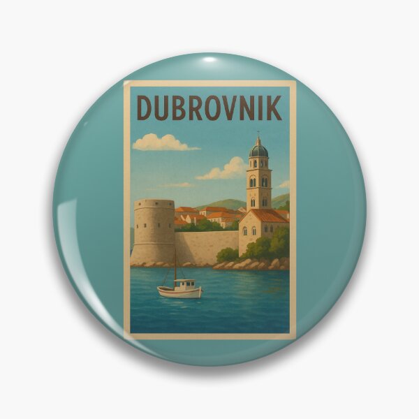 Item preview, Dubrovnik Croatia Travel Art – Old Town and Adriatic Sea Vintage Souvenir designed and sold by Annika Shurafa.