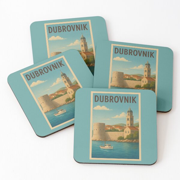 Item preview, Dubrovnik Croatia Travel Art – Old Town and Adriatic Sea Vintage Souvenir designed and sold by Annika Shurafa.