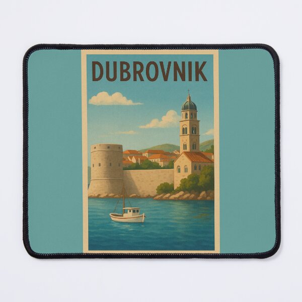 Item preview, Dubrovnik Croatia Travel Art – Old Town and Adriatic Sea Vintage Souvenir designed and sold by Annika Shurafa.