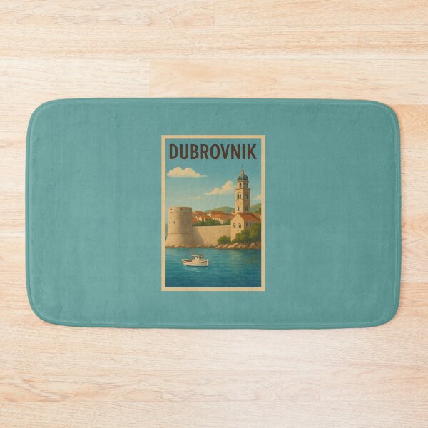 Item preview, Dubrovnik Croatia Travel Art – Old Town and Adriatic Sea Vintage Souvenir designed and sold by Annika Shurafa.