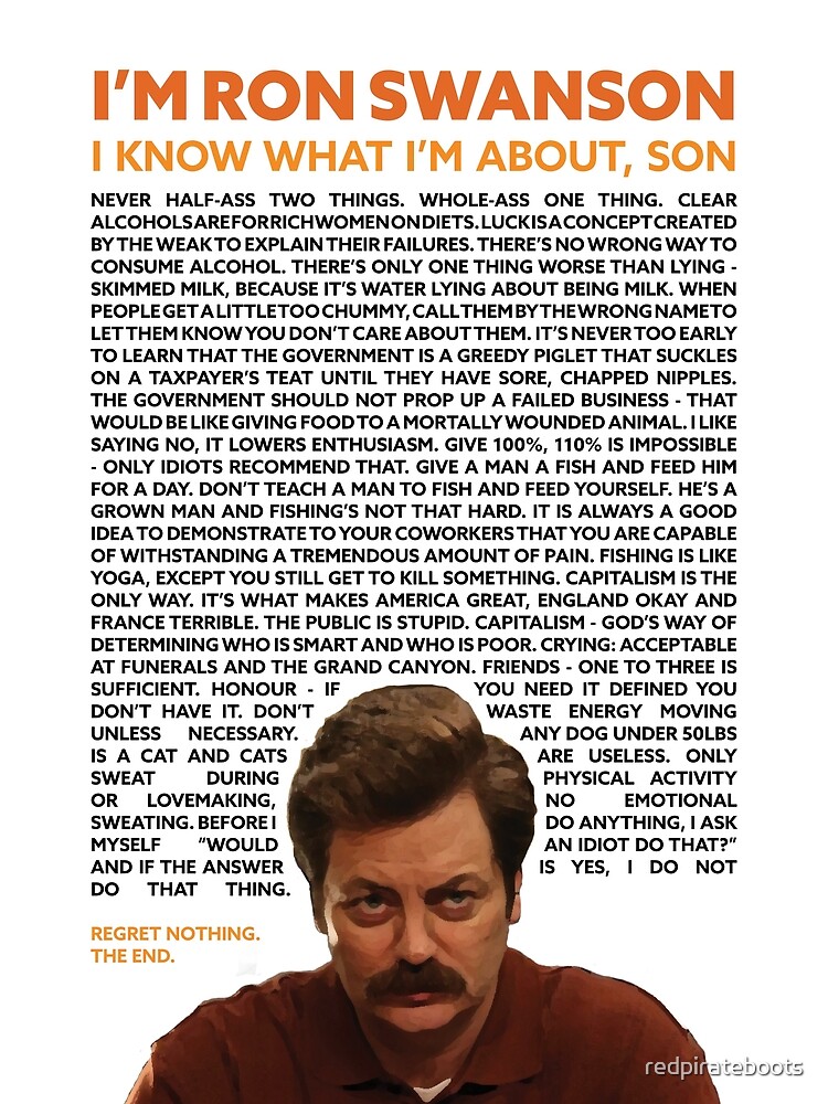 "Ron Swanson Quotes Design" Poster for Sale by redpirateboots | Redbubble