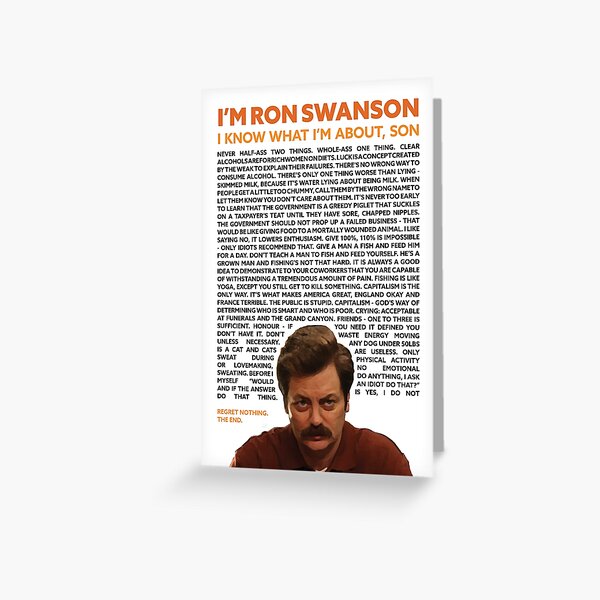 Ron Swanson Quotes Design Greeting Card