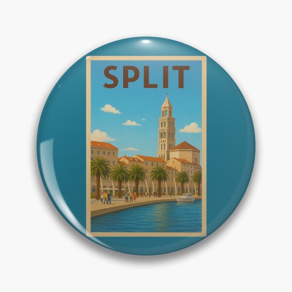 Item preview, Split Croatia Travel Art – Diocletian’s Palace and Adriatic Coast Vintage Souvenir designed and sold by Annika Shurafa.