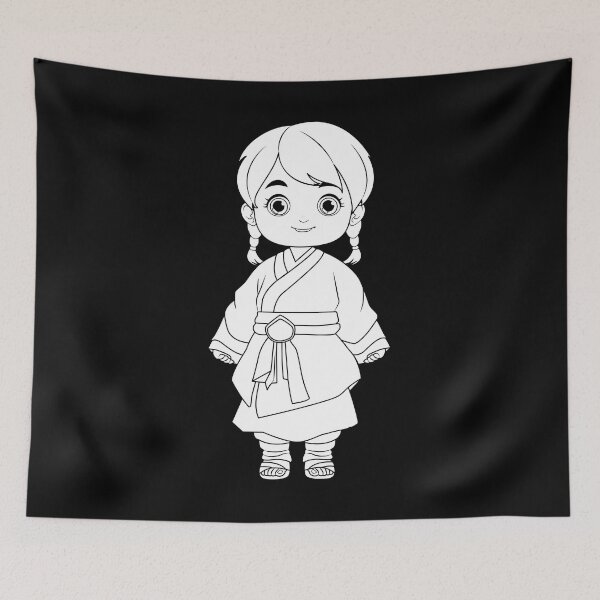 Item preview, outline asian cartoon character colouring designed and sold by stevenfrede.