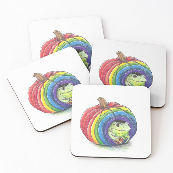 Item preview, Frog in a Rainbow Pumpkin Drawing designed and sold by Art by Kirsten Sneath.