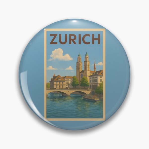 Item preview, Zurich Switzerland Travel Art – Grossmünster and Limmat River City Souvenir designed and sold by Annika Shurafa.
