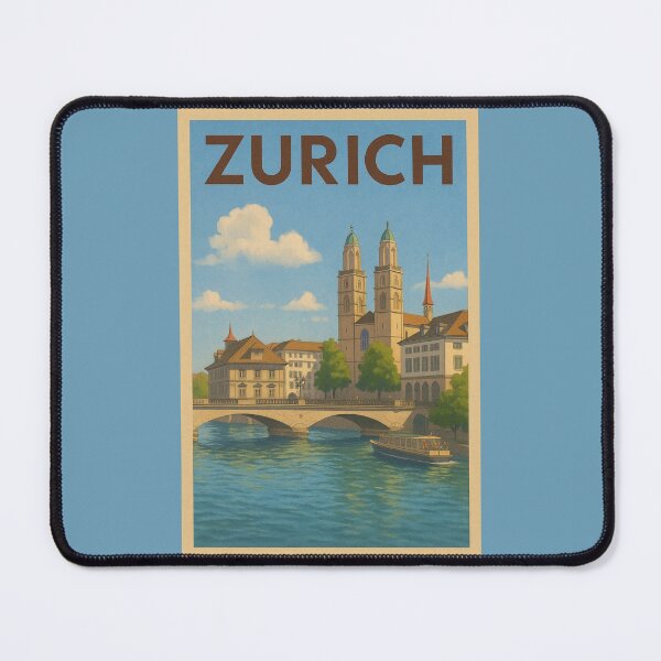 Item preview, Zurich Switzerland Travel Art – Grossmünster and Limmat River City Souvenir designed and sold by Annika Shurafa.