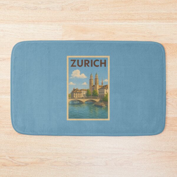 Item preview, Zurich Switzerland Travel Art – Grossmünster and Limmat River City Souvenir designed and sold by Annika Shurafa.
