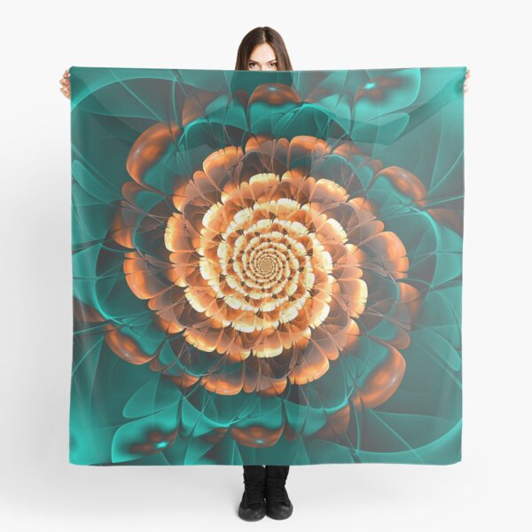 Item preview, Abloom in Golden-Aqua Petals of a Fractal Sun Rose designed and sold by San Jaya Prime.