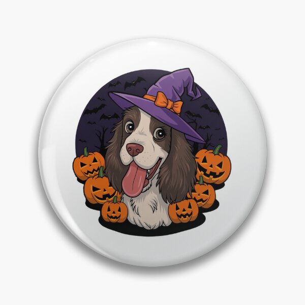 Artikelvorschau, Englisch Setter Hund Whitch Hut Halloween Kürbis Spooky Happy entworfen und verkauft von Vastingan.