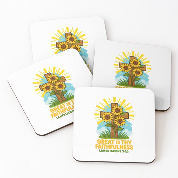 Item preview, Great is Thy Faithfulness – Lamentations 3:23 | Wooden Cross with Sunflowers & Sun Rays designed and sold by DailyDrivesct.