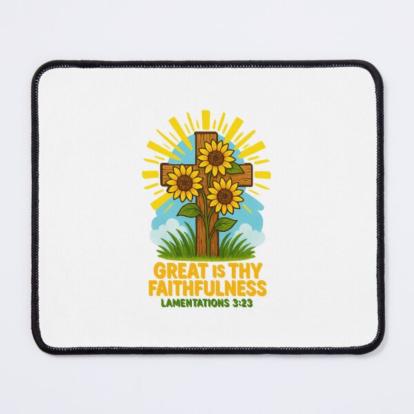 Item preview, Great is Thy Faithfulness – Lamentations 3:23 | Wooden Cross with Sunflowers & Sun Rays designed and sold by DailyDrivesct.
