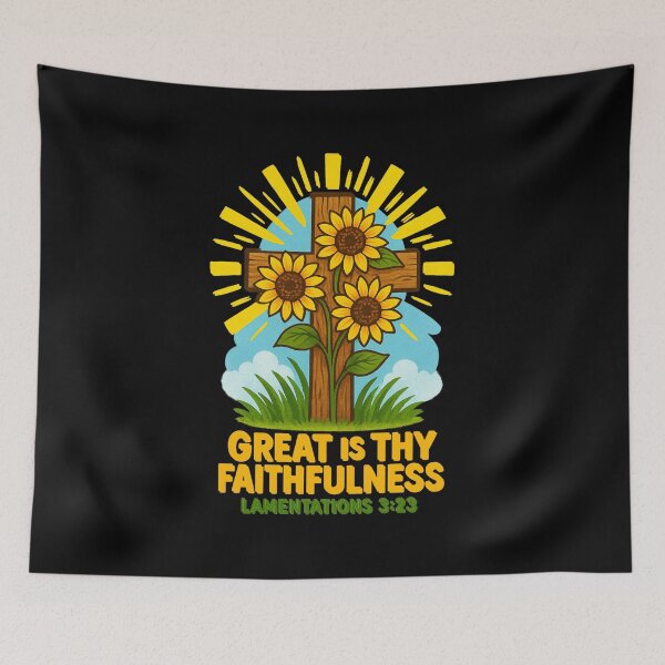 Item preview, Great is Thy Faithfulness – Lamentations 3:23 | Wooden Cross with Sunflowers & Sun Rays designed and sold by DailyDrivesct.