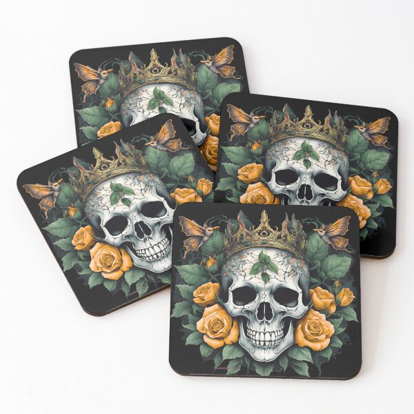 Item preview, Bat Shit Crazy Skull – Gothic Orange Floral Crown Design designed and sold by CarmaQuanTarot.