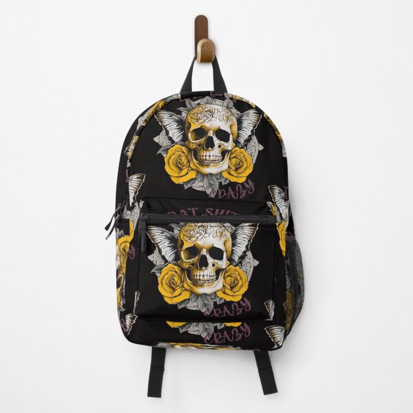 Item preview, Bat Shit Crazy Skull – Gothic Orange Floral Crown Design designed and sold by CarmaQuanTarot.