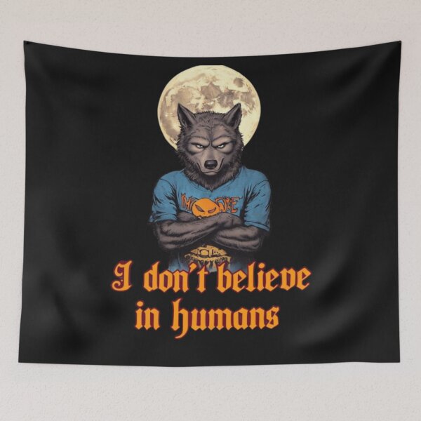 Item preview, I Don’t Believe in Humans – Funny Werewolf Cartoon designed and sold by Antik by Schulz.