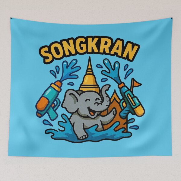 Item preview, Songkran Festival Thailand — Water Fights, Elephant designed and sold by Myra365Art.