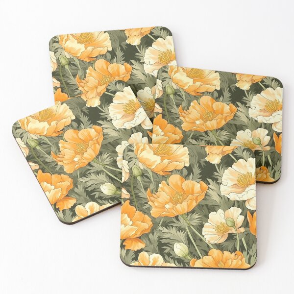 Item preview, California Poppies Orange Cream Green Leafy Background designed and sold by CraftedHome.