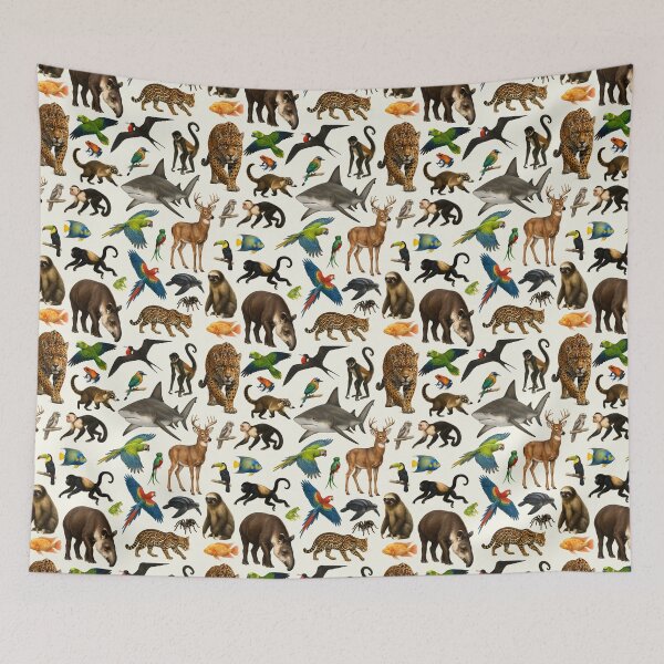 Item preview, Animals of Central America Retro Illustration Wildlife Chart designed and sold by kakarikihill.