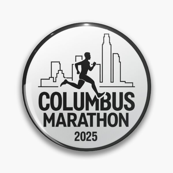 Artikelvorschau, Columbus Marathon 2025 Stadt Skyline schwarz und weiß entworfen und verkauft von Nordic Echo.